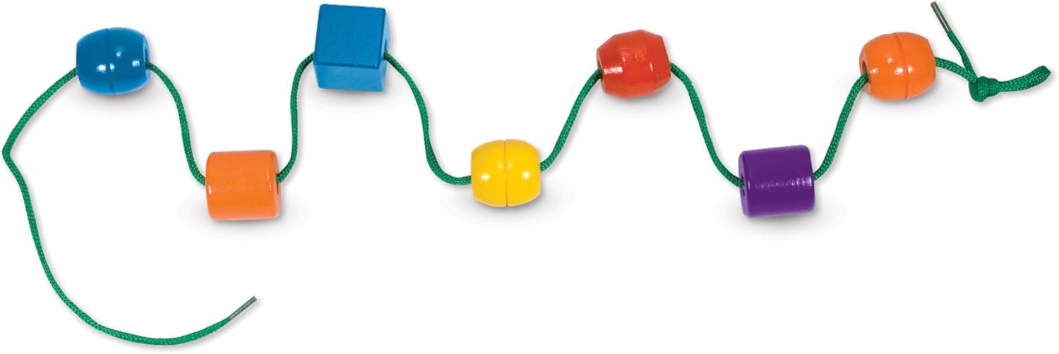Melissa & Doug Primary Lacing Beads - Educational Toy with 8 Wooden Beads and 2 Laces - Image 4