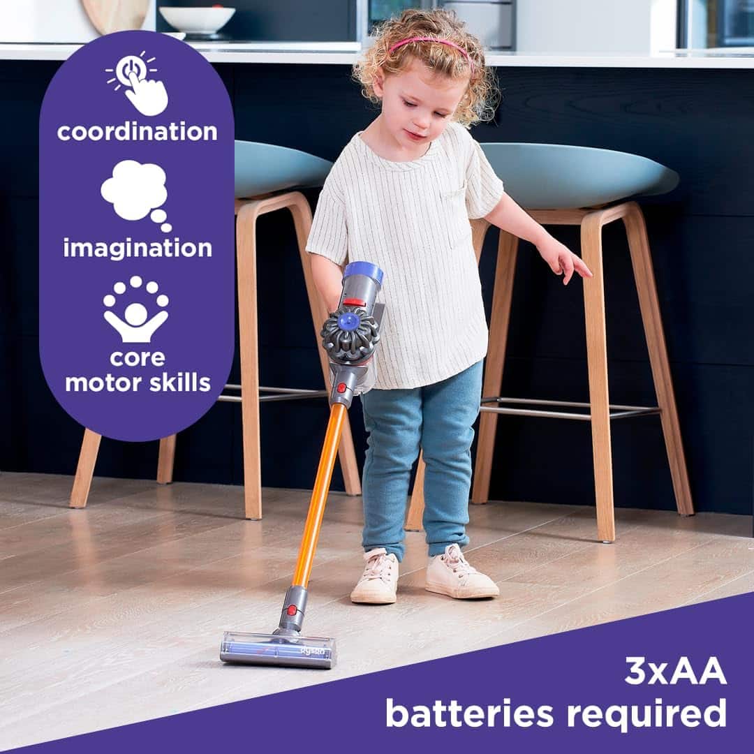 Casdon Dyson Cordless Vacuum Interactive & Officially Licensed Toy Dyson Vacuum For Children Aged 3+ Realistic Role-Play Fun, Purple and Orange - Image 5