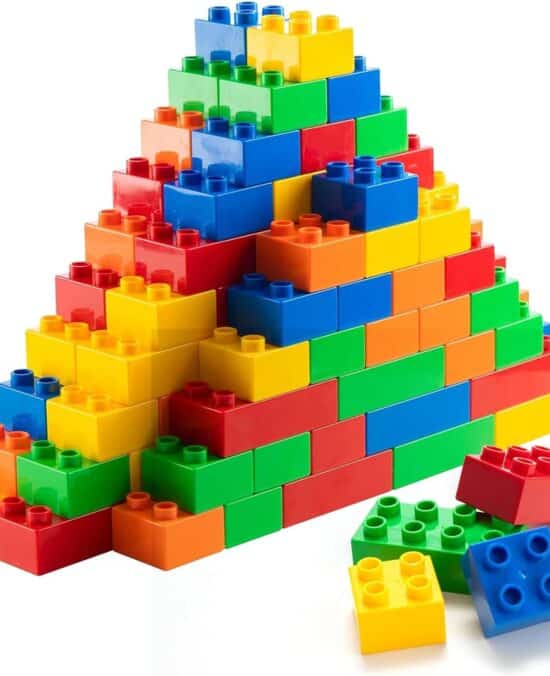 PREXTEX 100-Piece Building Blocks Set for Toddlers - Jumbo Toy Blocks in 5 Colors for Kids 18 Months and Up, Encourages Creativity, Motor Skills, and Early Learning