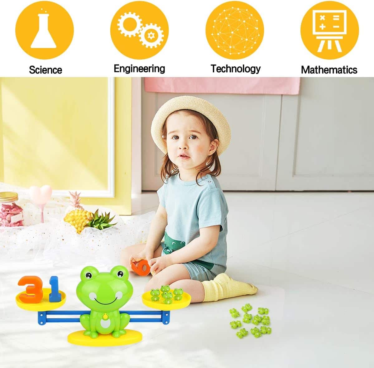 Aitbay Cool Math Game, Preschoolers Frog Balance Counting Toys for Boys & Girls Educational Number Toy Fun Children's Gift STEM Learning Age 3+ (63 PCS) - Image 2