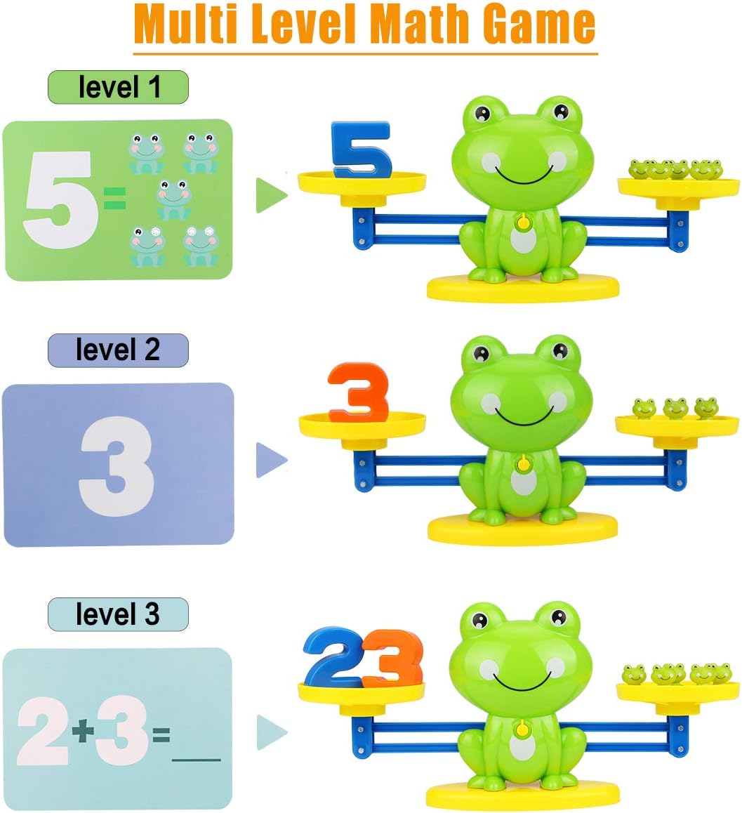 Aitbay Cool Math Game, Preschoolers Frog Balance Counting Toys for Boys & Girls Educational Number Toy Fun Children's Gift STEM Learning Age 3+ (63 PCS) - Image 5