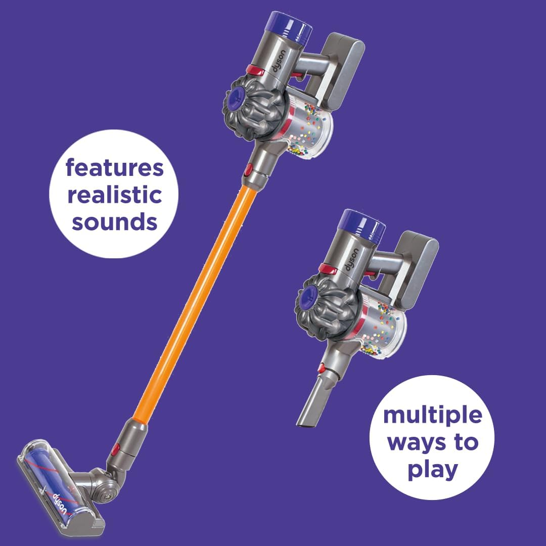 Casdon Dyson Cordless Vacuum Interactive & Officially Licensed Toy Dyson Vacuum For Children Aged 3+ Realistic Role-Play Fun, Purple and Orange - Image 7