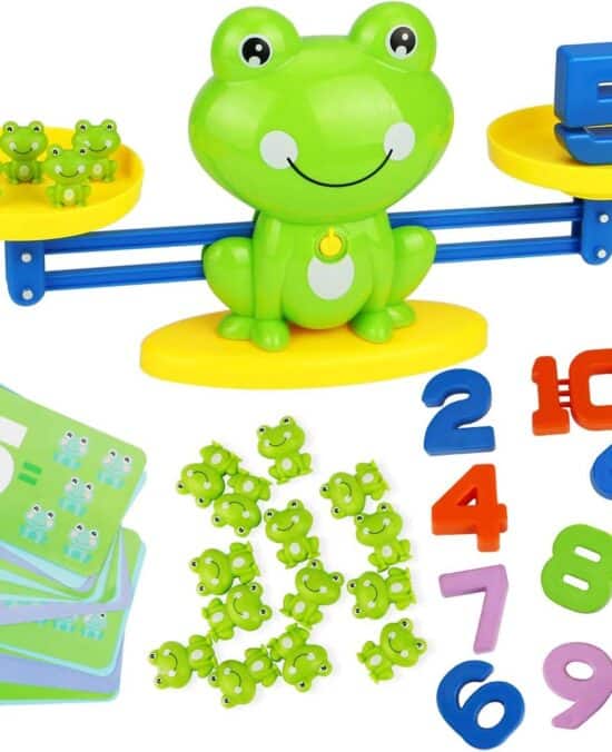Aitbay Cool Math Game, Preschoolers Frog Balance Counting Toys for Boys & Girls Educational Number Toy Fun Children's Gift STEM Learning Age 3+ (63 PCS)