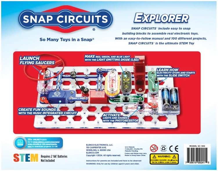Snap Circuits Jr. SC-100 Electronics Exploration Kit, Over 100 Projects, Full Color Project Manual, 28 Parts, STEM Educational Toy for Kids 8 + - Image 3