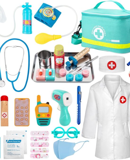 Sundaymot Doctor Kit for Kids, 34 Pcs Pretend Playset for Toddlers, Doctor kit for Toddlers 3-5, with Medical Bag, Stethoscope and Other Accessories, for Boys and Girls Fun Role Playing Game