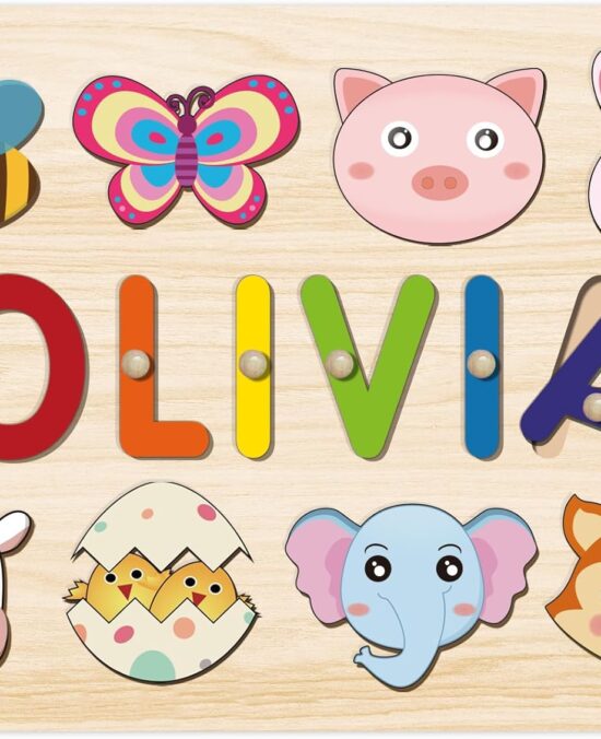Name Puzzle for Kids Personalized, Custom Easter Gifts, 1st Birthday Gifts, Early Learning Toys for Baby Boy & Girl, Easter Basket Stuffers for Toddler, Montessori Learning Toys