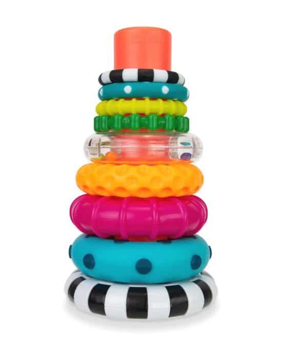 Sassy Stacks of Circles Stacking Ring STEM Learning Toy, Age 6+ Months, Multi, 9 Piece Set