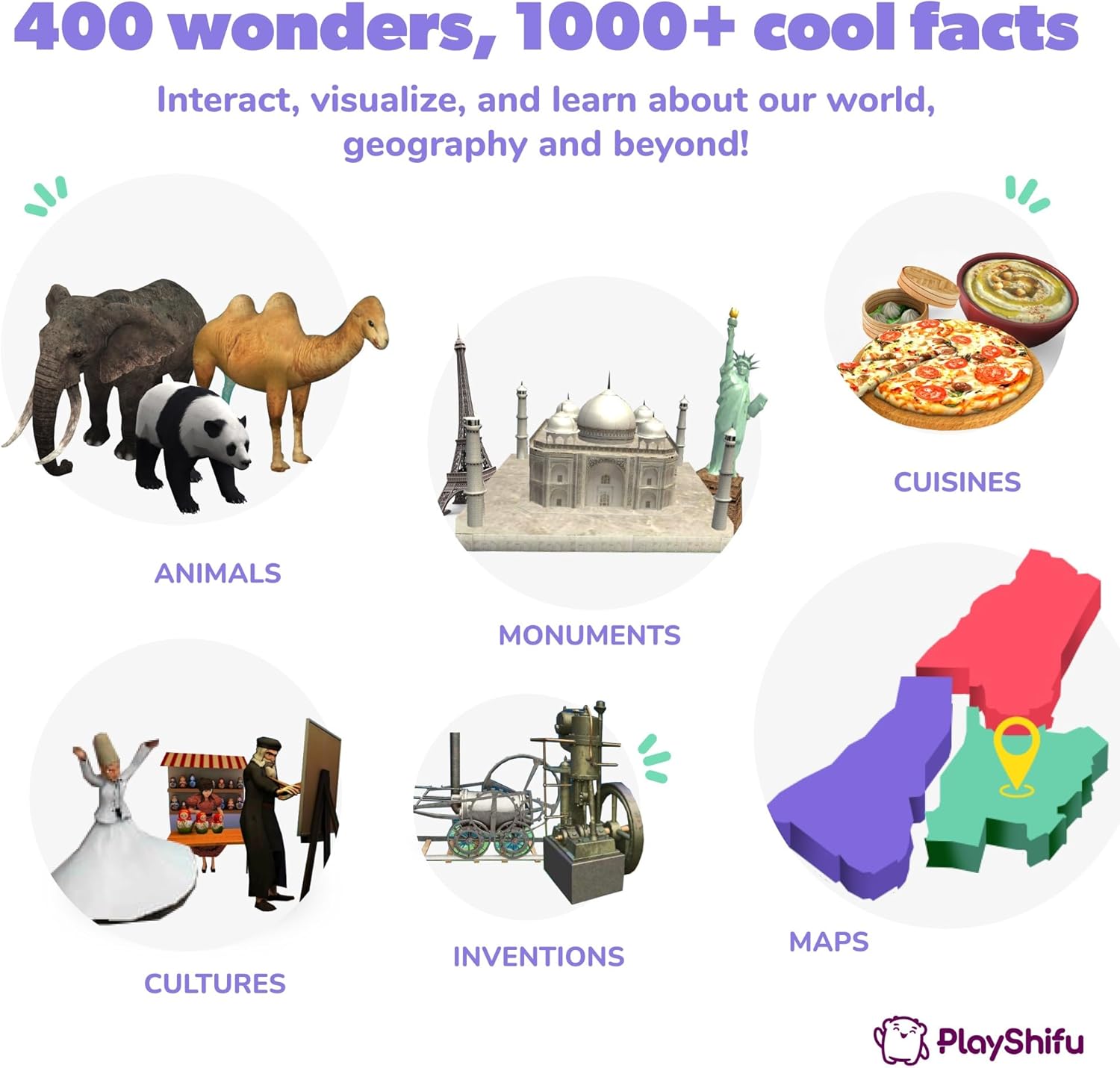 PlayShifu’s Latest Educational Globe for Ages 4+ - Orboot Earth Explorer | AR Interactive Globe Toy | 400+ Wonders | 1000+ Facts | Exciting Features | Constellation Mode | Magic Stylus | Zap-on Panels | 720° Rotation | Fun Games | Solve Mysteries | STEM Toy | Free App - Image 3
