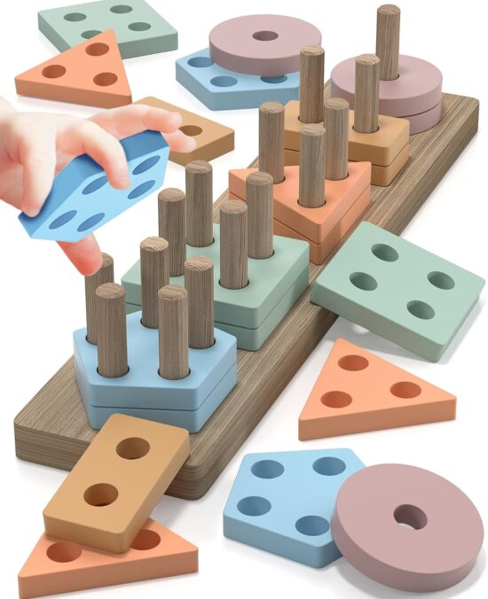 Montessori Toys for 1 2 3 Year Old Boys Girls Toddlers, Wooden Sensory Toys for Ages 2-4, 1 2 Year Old Boy Girl Birthday Gifts, Educational Toddler Learning Puzzles