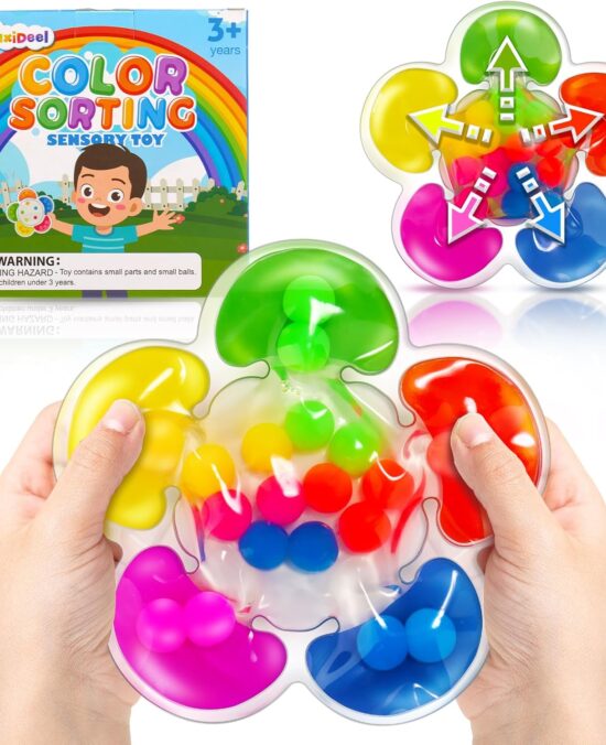 Color Sorting Toys Sensory Toys, Fine Motor Skills Game for Toddlers, Color Matching Toy Preschool Learning Activities Educational Calm Down Montessori Toy for Kids Boys Girls Ages 1 2 3 As Gifts