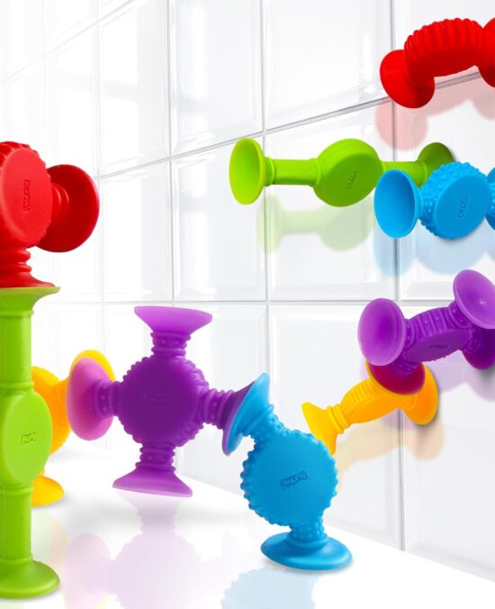 BUNMO Suction Bath Toys - Connect, Build, Create - Bath Toy - Hours of Fun & Creativity - Fine Motor Skills - Captivating & Stimulating Sensory Toy - Non-Mouthable Toy 3+ - Textured 10 Pack