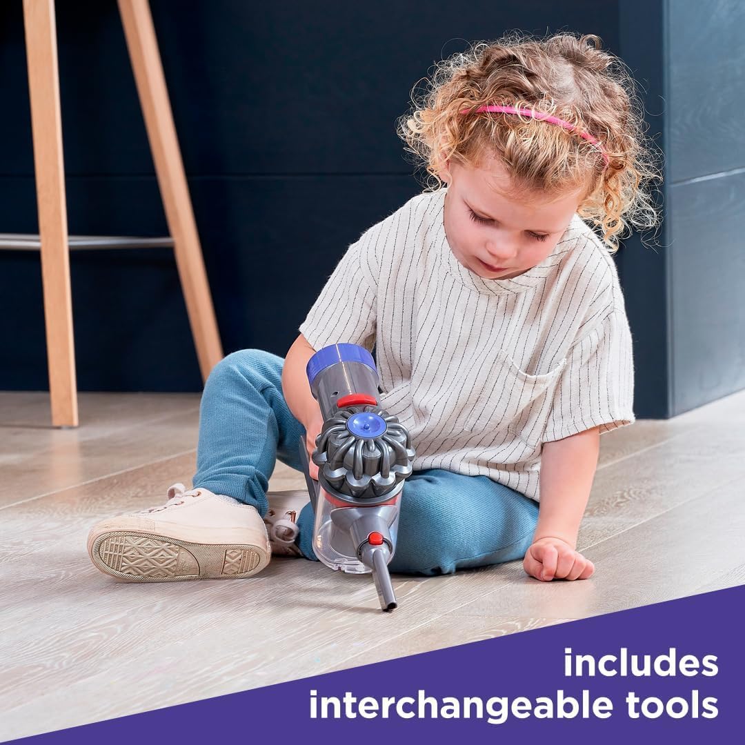 Casdon Dyson Cordless Vacuum Interactive & Officially Licensed Toy Dyson Vacuum For Children Aged 3+ Realistic Role-Play Fun, Purple and Orange - Image 10
