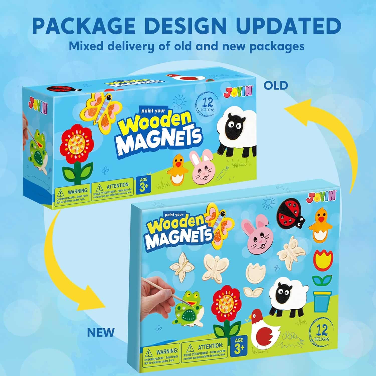 JOYIN 12 Wooden Magnet Creativity Arts & Crafts Painting Kit for Kids, Decorate Your Own Painting Gift for Easter Basket Stuffers, Birthday Parties and Family Crafts, Party Favors for Boys Girls - Image 5