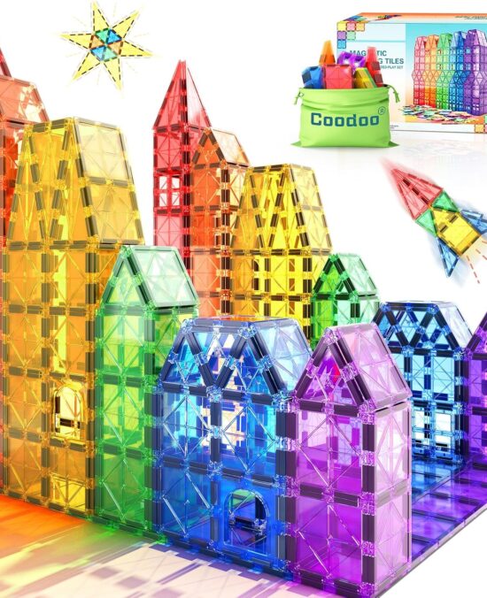 Magnetic Tiles Kids Toys STEM Magnet Toy for Toddler Magnetic Blocks Building Preschool Learning Sensory Montessori Toys for 3+ Year Old Boys and Girls, Safe Creativity Toddler Kids Toy 40PCS