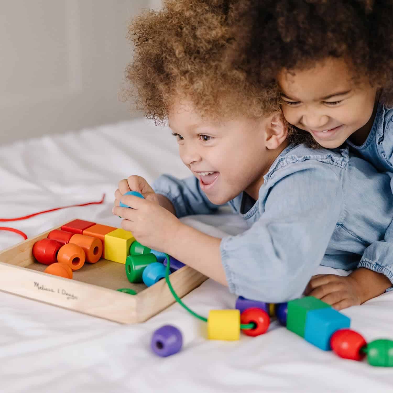 Melissa & Doug Primary Lacing Beads - Educational Toy with 8 Wooden Beads and 2 Laces - Image 6
