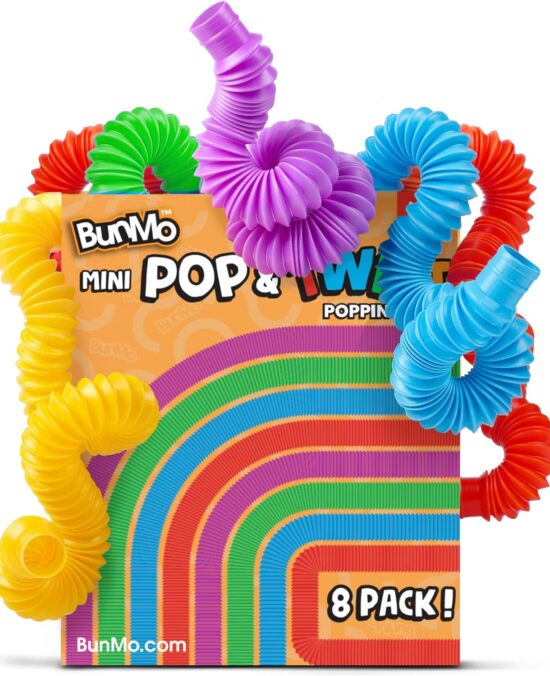 BUNMO Pop Tubes - Sensory Toys - Toddler Toys - Imaginative Play & Stimulating Creative Learning - Hours of Fun for Kids - Tons of Ways to Play - Non-Mouthable Toy 3+ - 8 Pack Small