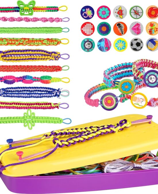 Friendship Bracelet Making Kit Toys, Ages 7 8 9 10 11 12 Year Old Girls Gifts Ideas, Birthday Present for Teen Girl, Arts and Crafts String Maker Tool, Bracelet DIY, Kids Travel Activity Set