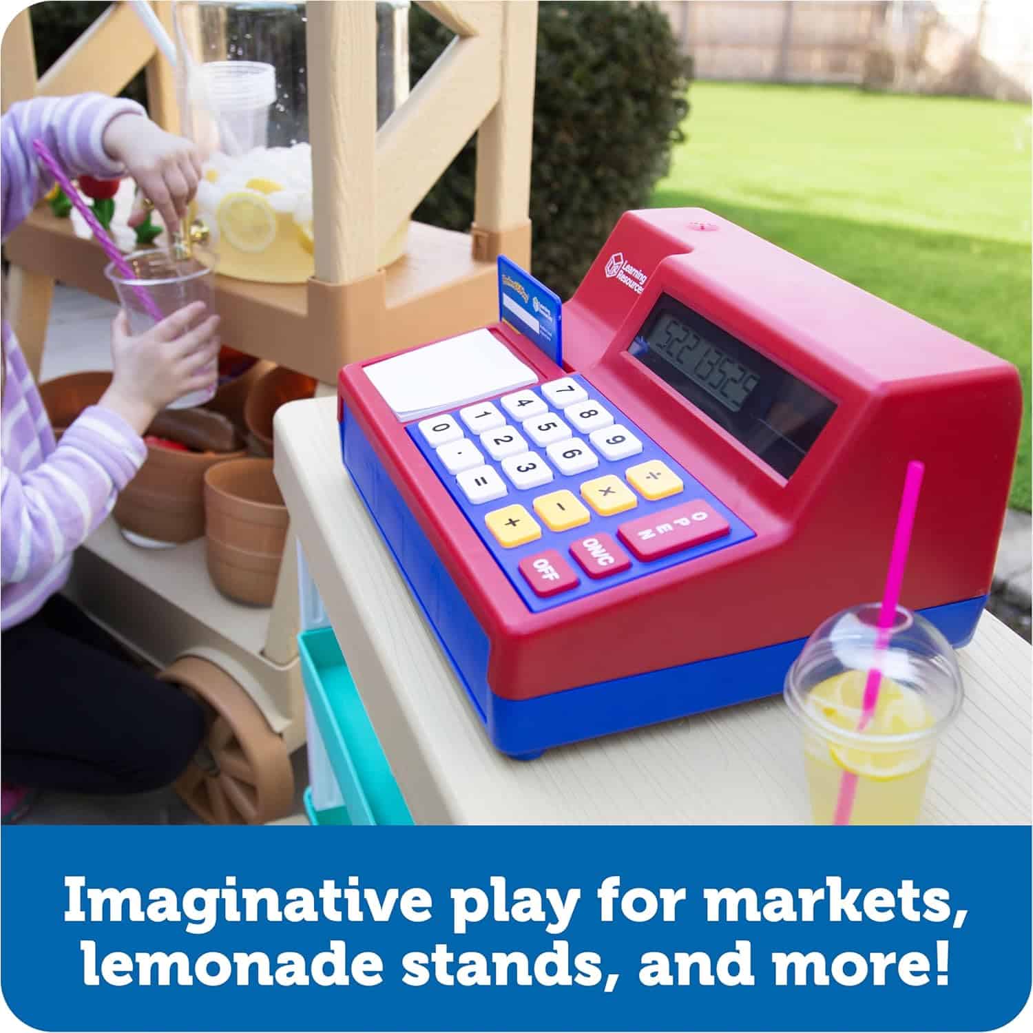 Learning Resources Pretend & Play Calculator Cash Register Toy - Gift for Kids, Toddler Toys, Play Money & Credit Card, Shopping Store Playset, Educational Preschool Activities - Image 3