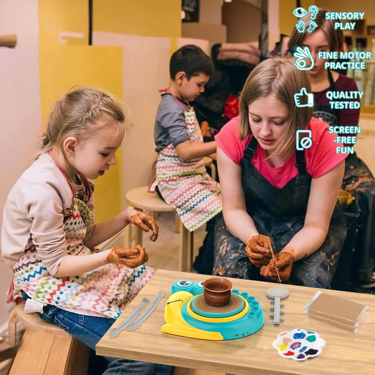 Pottery Wheel for Kids - Complete Art Supplies Arts & Crafts Kit, Crafts for Girls 8-12, Girls Boy Toys Birthday Halloween Christmas Gift for Kids Ages 6 7 8 9 10 11 12+, (Snail) - Image 4