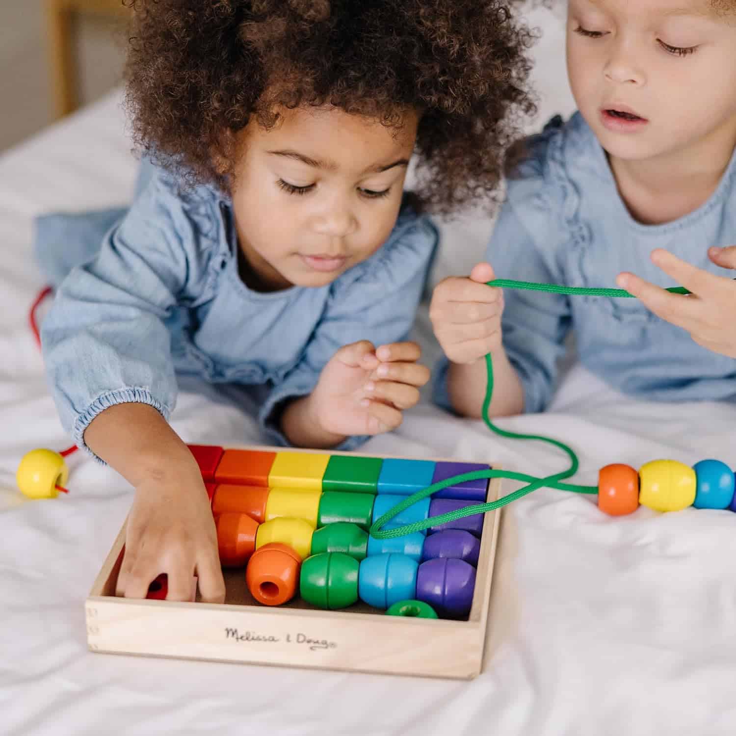 Melissa & Doug Primary Lacing Beads - Educational Toy with 8 Wooden Beads and 2 Laces - Image 7