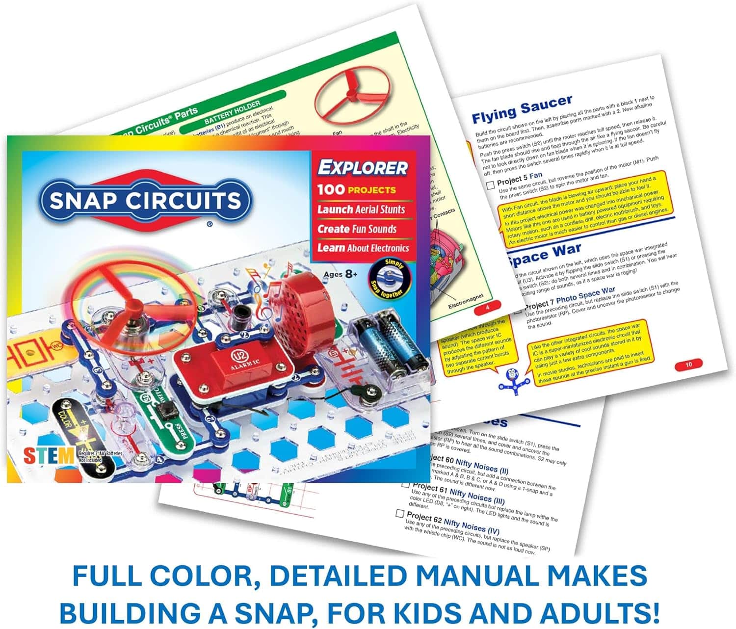 Snap Circuits Jr. SC-100 Electronics Exploration Kit, Over 100 Projects, Full Color Project Manual, 28 Parts, STEM Educational Toy for Kids 8 + - Image 6