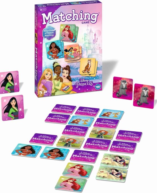 Wonder Forge Disney Princess Matching Game – Fun Memory Game for Kids Ages 3 and Up – Toddler Learning Toy Featuring Belle, Ariel, and Elsa and more Disney Princesses - Packaging May Vary
