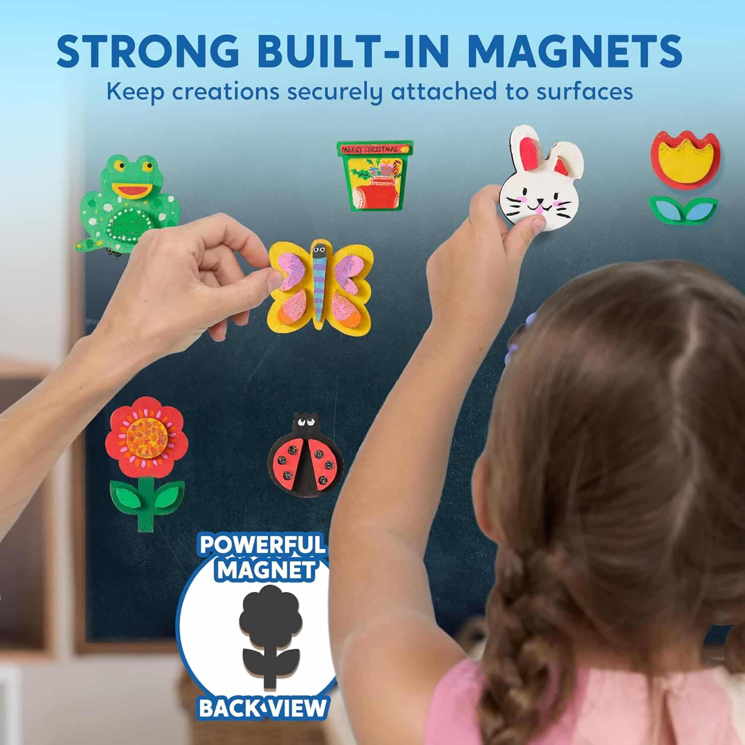 JOYIN 12 Wooden Magnet Creativity Arts & Crafts Painting Kit for Kids, Decorate Your Own Painting Gift for Easter Basket Stuffers, Birthday Parties and Family Crafts, Party Favors for Boys Girls - Image 7