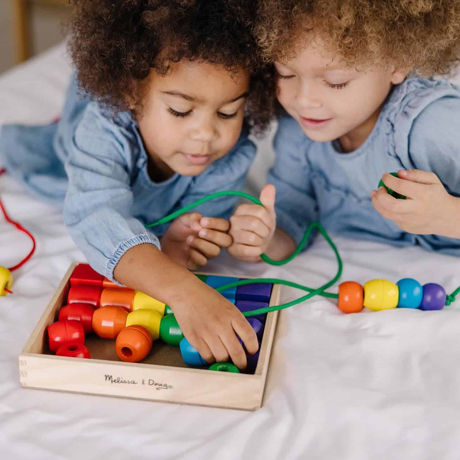Melissa & Doug Primary Lacing Beads - Educational Toy with 8 Wooden Beads and 2 Laces - Image 8