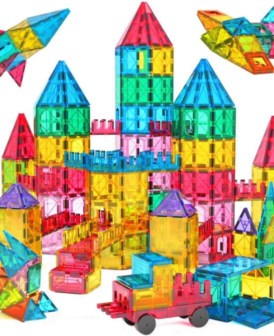 Jasonwell 65pcs Magnetic Tiles Building Blocks Set for Boys Girls Preschool Educational Magnet Construction Kit Stacking STEM Toys Christmas Birthday Gift for Kids Toddler 3 4 5 6 7 8 9 10 + Year Old