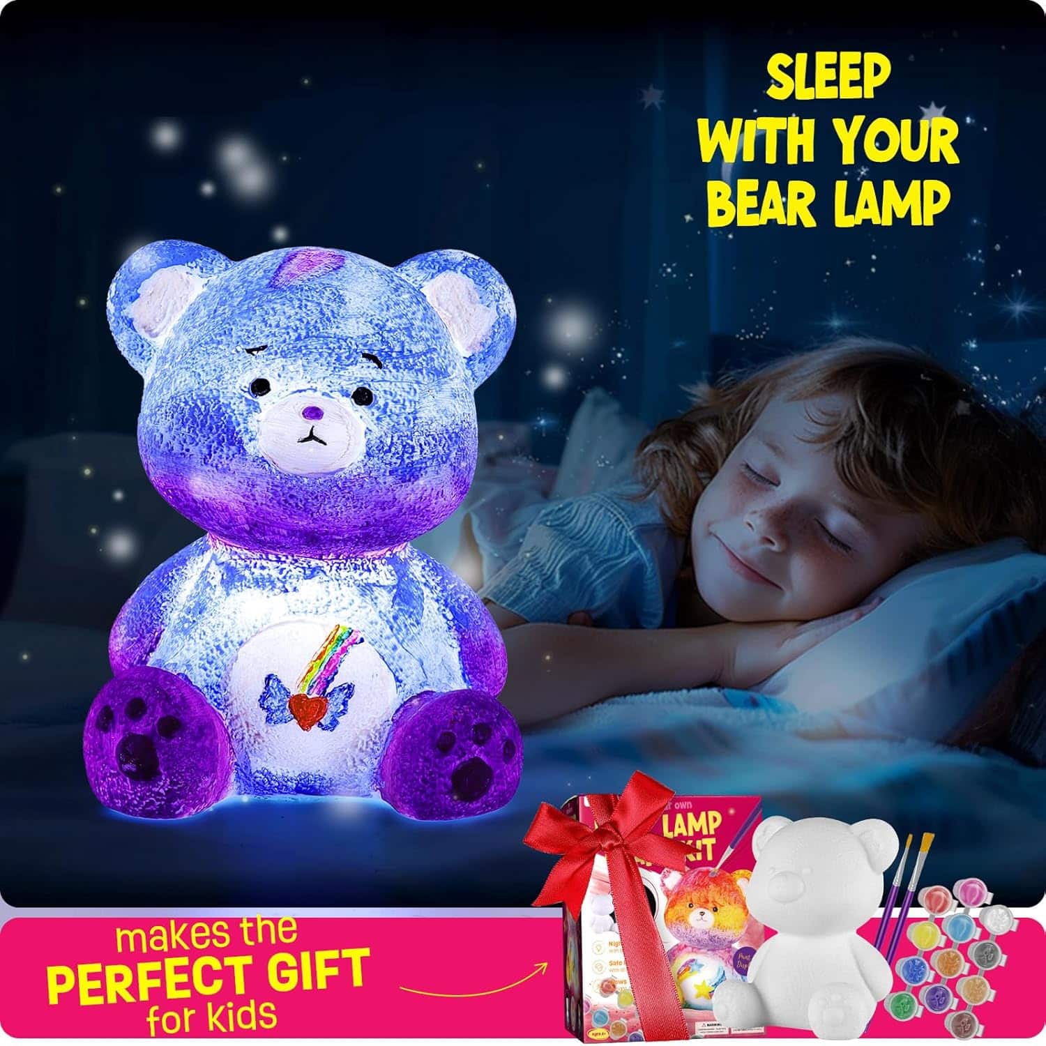 Paint Your Own Bear Lamp Kit, Art Supplies Arts & Crafts Kit, Painting kit for Kids 6-12, Arts and Crafts for Kids Ages 8-12, Toys Girls Boy Birthday Gift Ages 6 7 8 9 10 11 12+ - Image 5