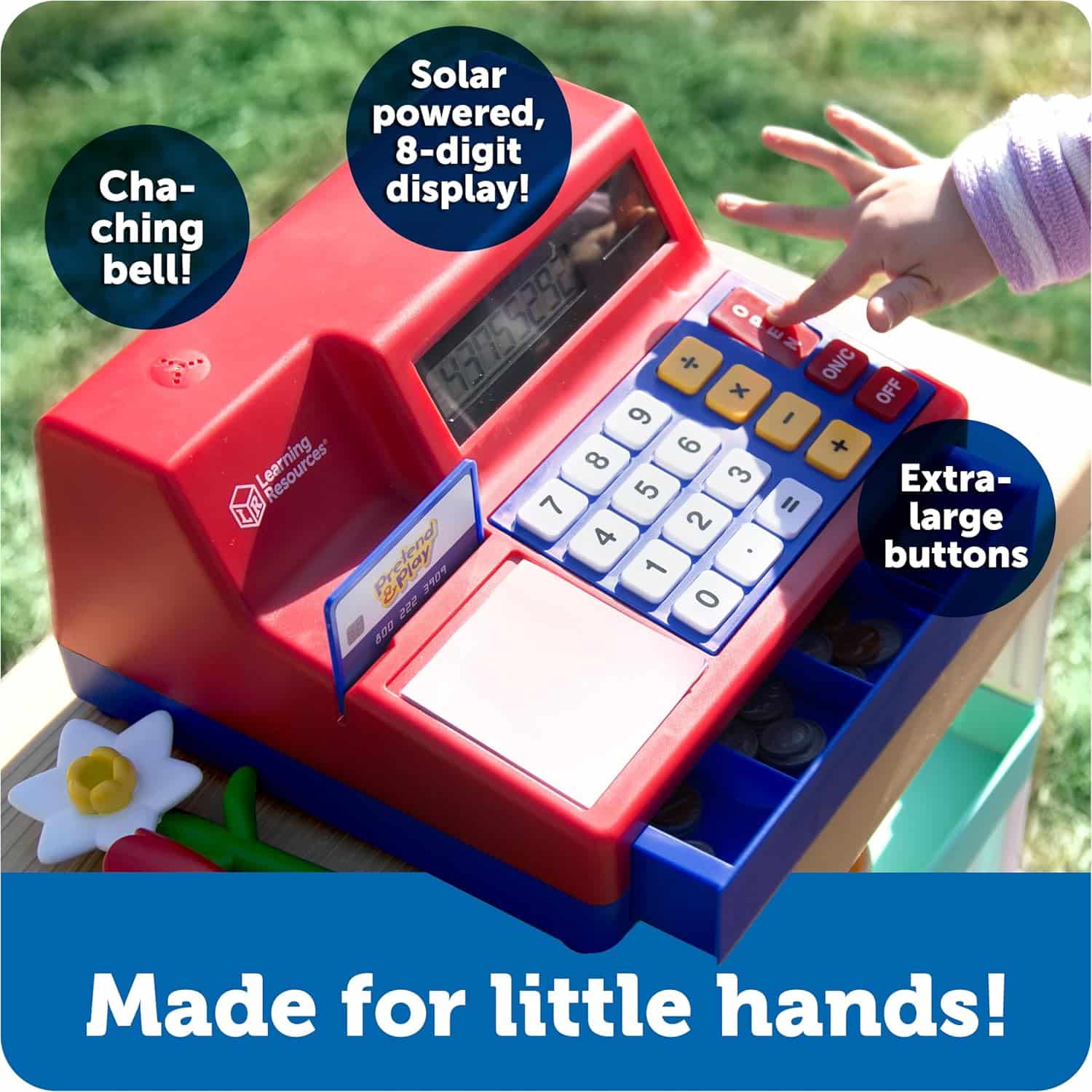 Learning Resources Pretend & Play Calculator Cash Register Toy - Gift for Kids, Toddler Toys, Play Money & Credit Card, Shopping Store Playset, Educational Preschool Activities - Image 4
