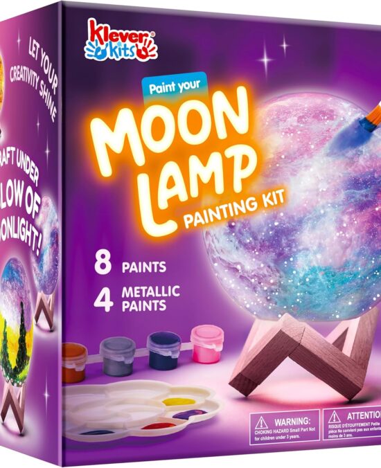 Klever Kits DIY 3D Moon Night Light, Paint Your Own Moon Lamp Kit Galaxy Lamp Arts and Crafts Kit, School Activities, Birthday Gifts for Kids Girls Boys