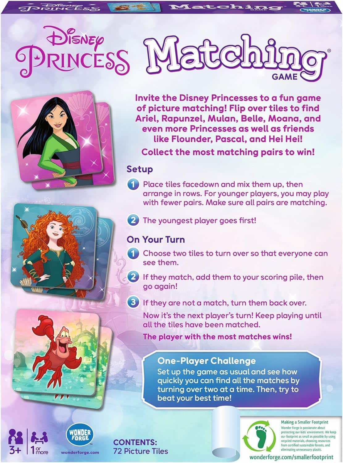 Wonder Forge Disney Princess Matching Game – Fun Memory Game for Kids Ages 3 and Up – Toddler Learning Toy Featuring Belle, Ariel, and Elsa and more Disney Princesses - Packaging May Vary - Image 3