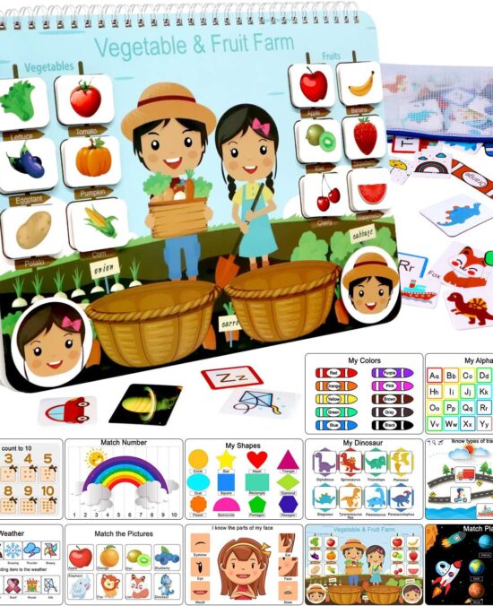iHarPro Busy Book for Kids, Montessori Toys for Toddlers, Autism Sensory Educational Toys, Toddler Preschool Learning Activity Binder and Early Books - for Boys & Girls Develops Fine Motor Skills