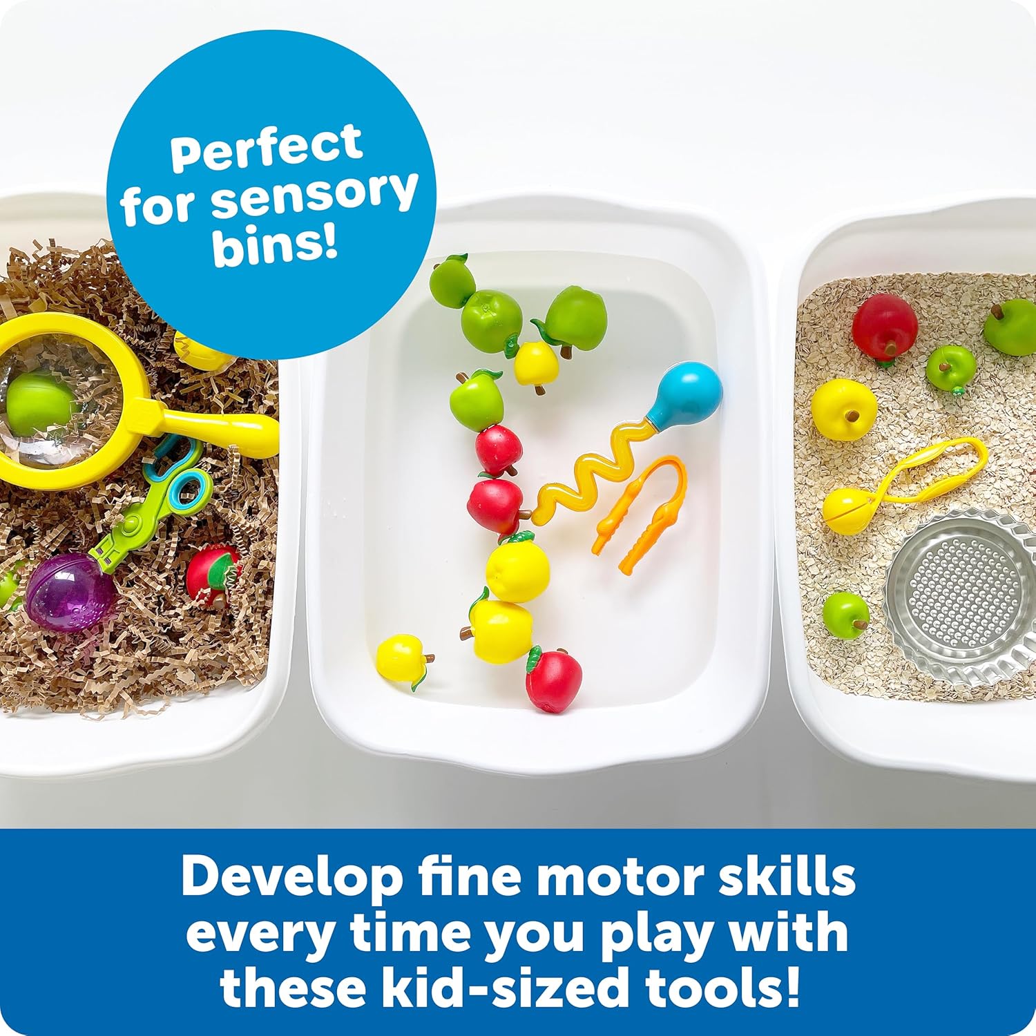 Learning Resources Helping Hands Fine Motor Tool Set Toy - 4 Pieces, Ages 3+ Fine Motor and Sensory Play Toys, Toddler Tweezers, Sensory Bin Toys - Image 4