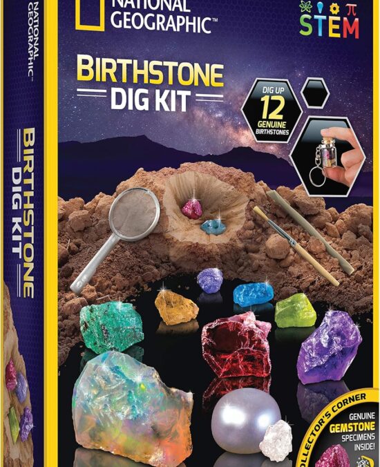 NATIONAL GEOGRAPHIC Mega Gemstone Dig Kit – Dig Up 15 Real Gemstones and Crystals, Science Kit for Kids, Gem Digging Kit, Gift for Girls and Boys, Mining Kit, Rock Collection