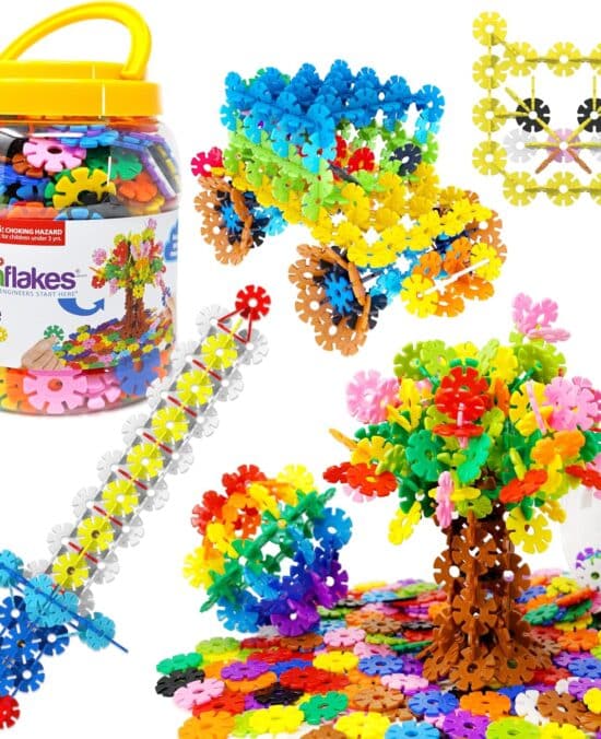 Brain Flakes 500 Piece Set, Ages 3+, Interlocking Plastic Disc Toy for Creative Building, Educational STEM Learning, Construction Block Play for Kids, Teens, Adults, Boys, and Girls