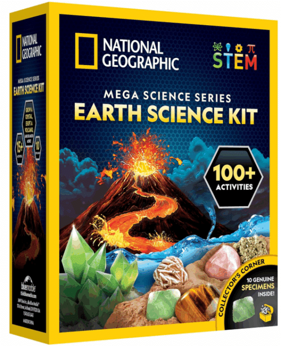 NATIONAL GEOGRAPHIC Earth Science Kit – 100+ Science Experiments & Activities for Kids, Crystal Growing, Volcano Science Kit, Rock Collection, STEM Project Toy for Boys & Girls (Amazon Exclusive)
